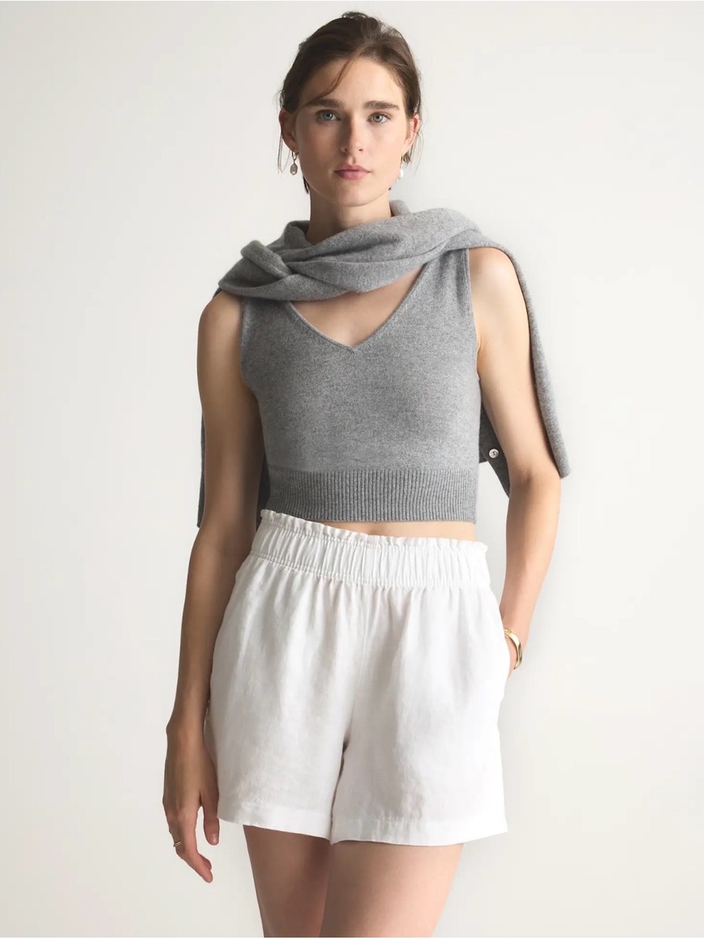 🍋 2 for $25 | QUINCE | White Linen Shorts | Medium - Picture 2 of 8